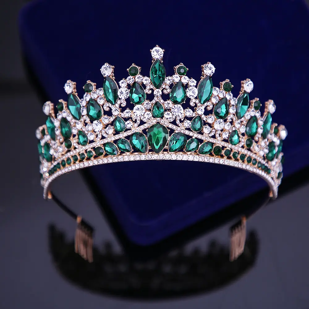 Crystal Blue Bridal Crown Hair Accessory for Women - Image 8