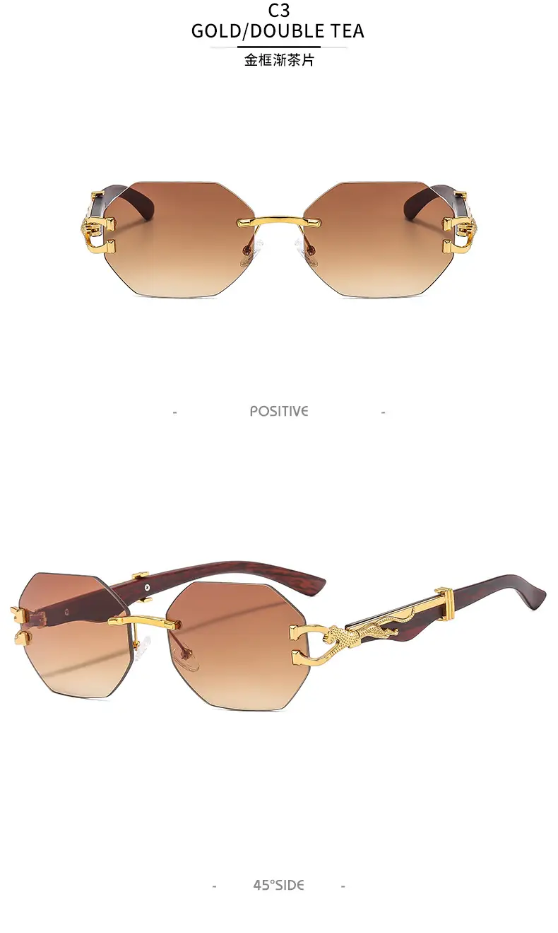 Trendy Square Sunglasses with Leopard Frame & Blue Gradient Lenses β feature 12