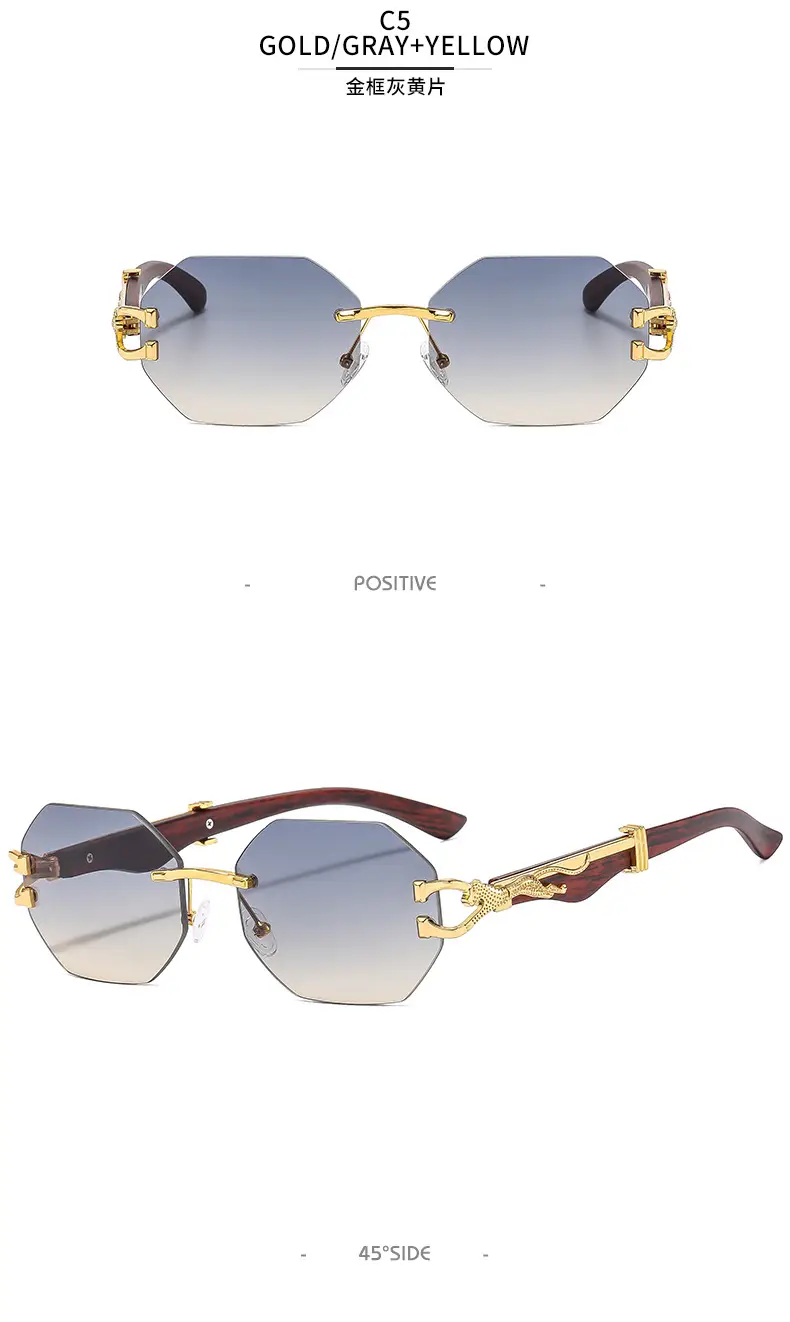 Trendy Square Sunglasses with Leopard Frame & Blue Gradient Lenses β feature 14
