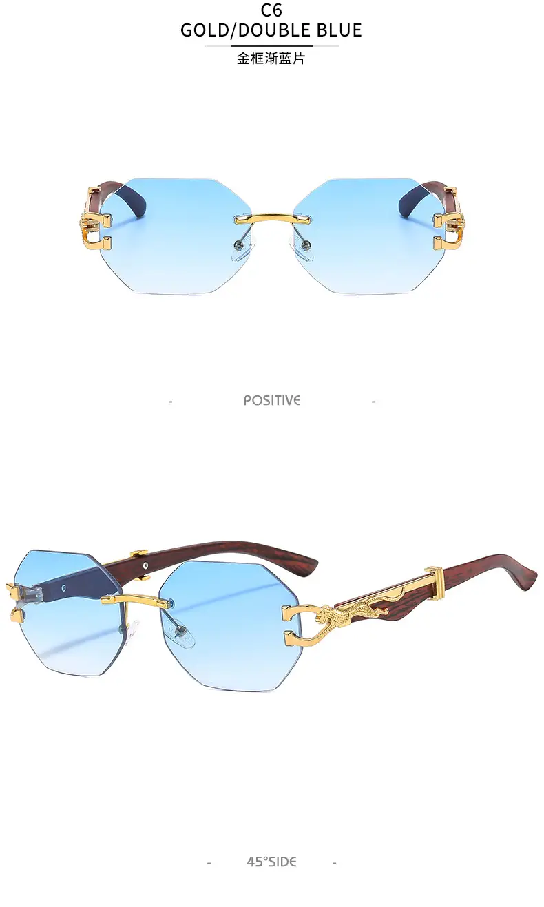 Trendy Square Sunglasses with Leopard Frame & Blue Gradient Lenses β feature 15