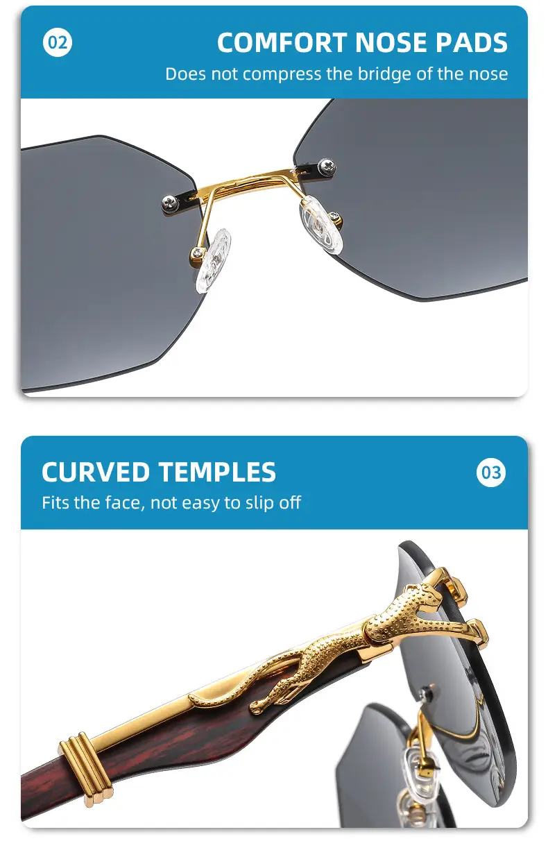 Trendy Square Sunglasses with Leopard Frame & Blue Gradient Lenses β feature 7