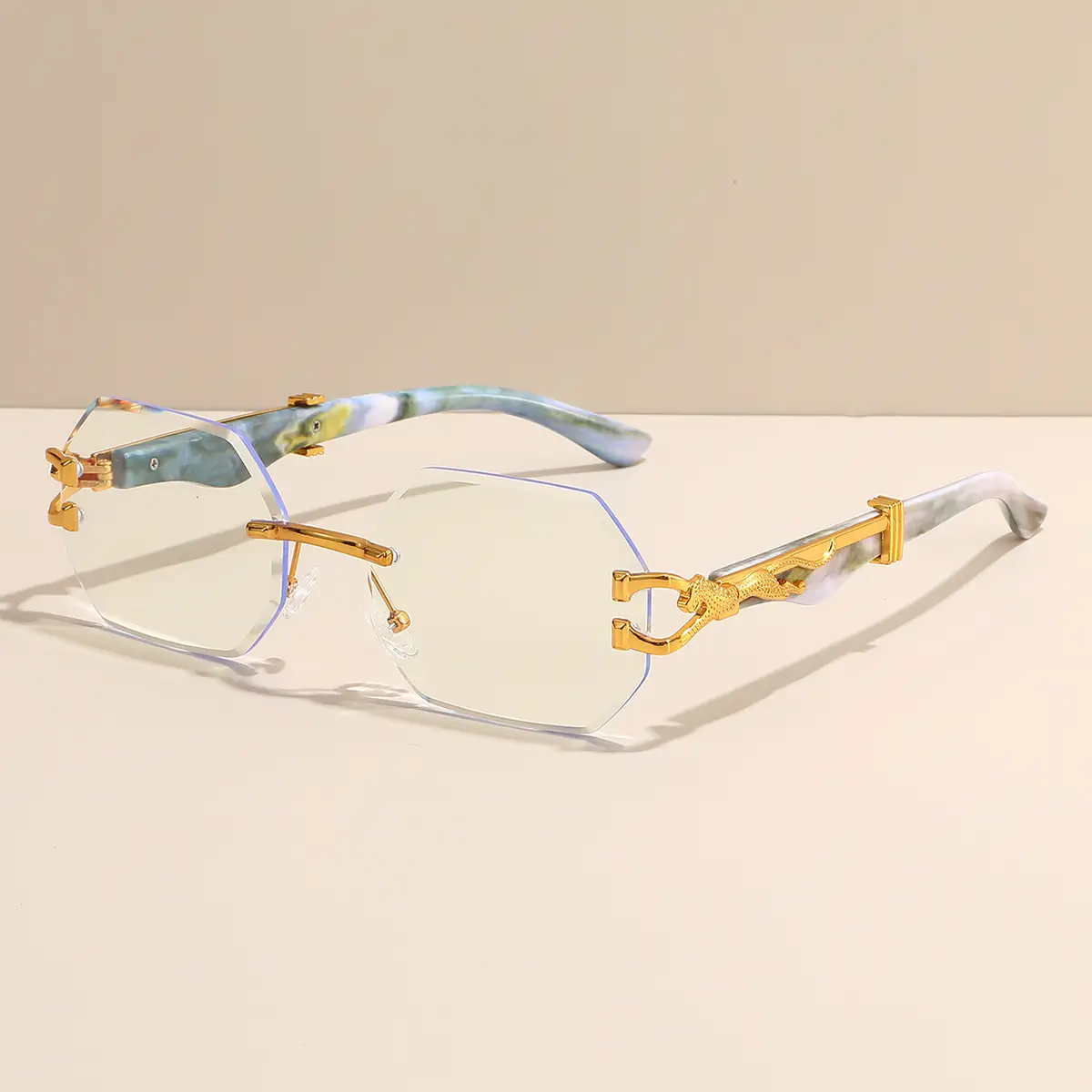Trendy Square Sunglasses with Leopard Frame & Blue Gradient Lenses - Image 10