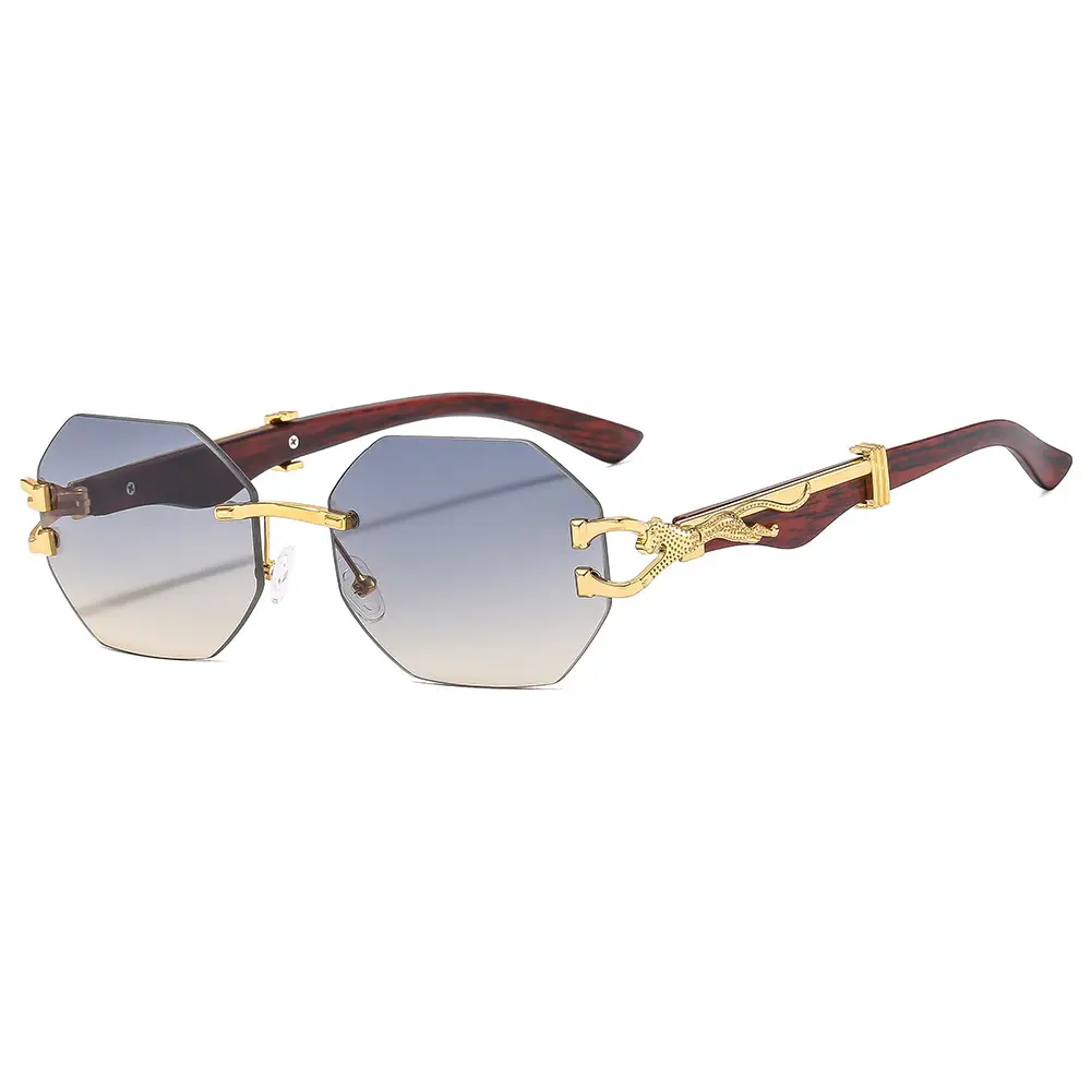 Trendy Square Sunglasses with Leopard Frame & Blue Gradient Lenses - Image 5