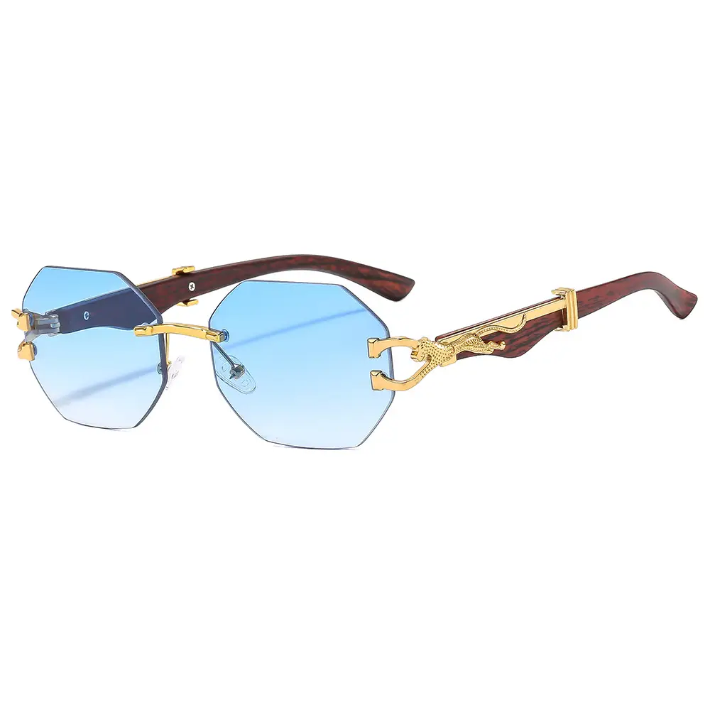 Trendy Square Sunglasses with Leopard Frame & Blue Gradient Lenses - Image 6