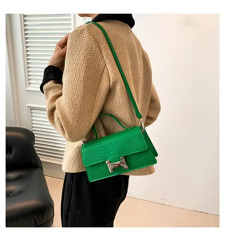 Orange Croc Leather Shoulder Bag for Women — feature 11