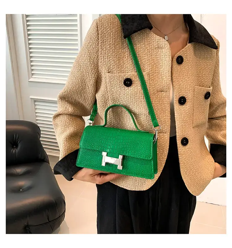 Orange Croc Leather Shoulder Bag for Women — feature 12