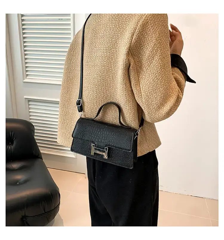 Orange Croc Leather Shoulder Bag for Women — feature 14