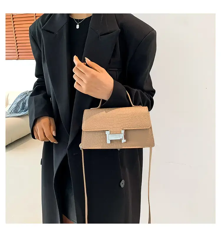 Orange Croc Leather Shoulder Bag for Women — feature 22