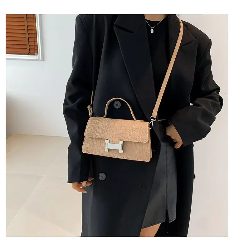 Orange Croc Leather Shoulder Bag for Women — feature 24