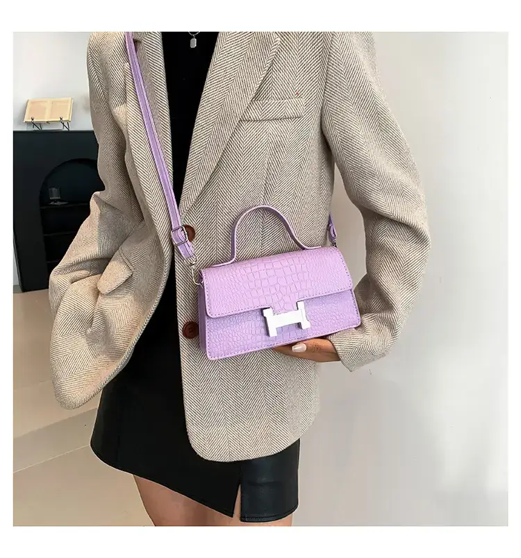 Orange Croc Leather Shoulder Bag for Women — feature 29