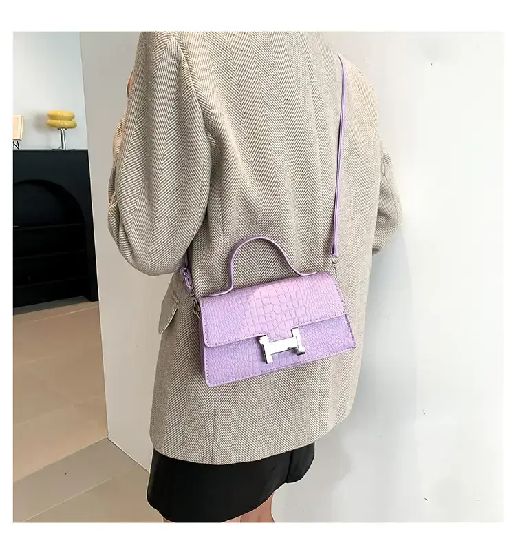 Orange Croc Leather Shoulder Bag for Women — feature 30