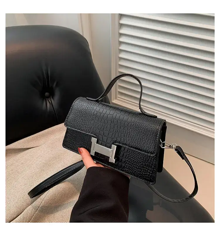 Orange Croc Leather Shoulder Bag for Women — feature 39