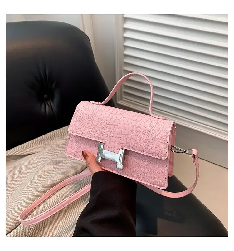 Orange Croc Leather Shoulder Bag for Women — feature 44