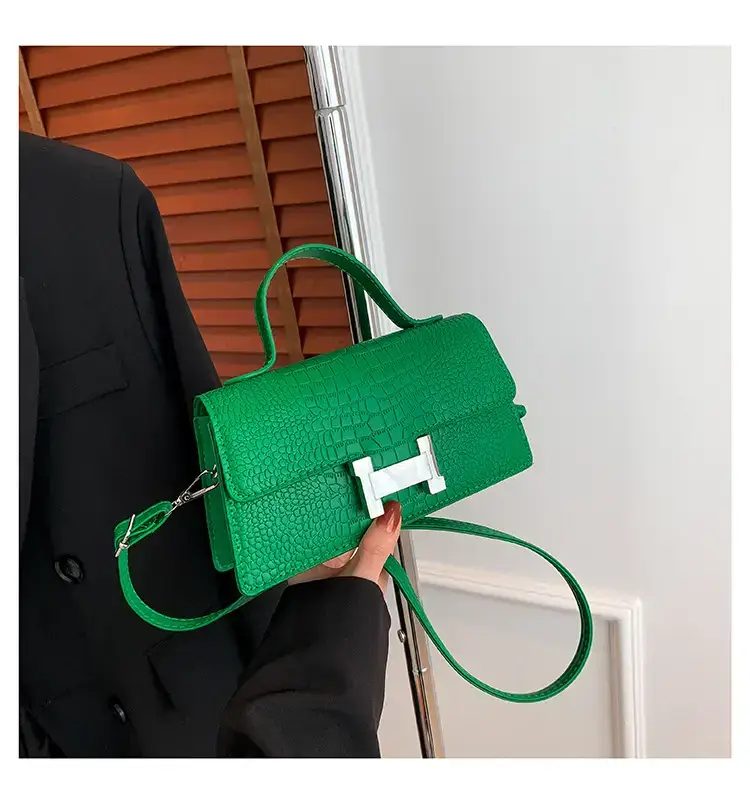 Orange Croc Leather Shoulder Bag for Women — feature 49