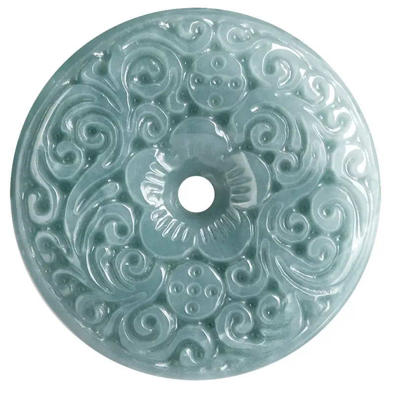 Jade Peace Buckle Pendant for Men Women Green Carved - Image 5