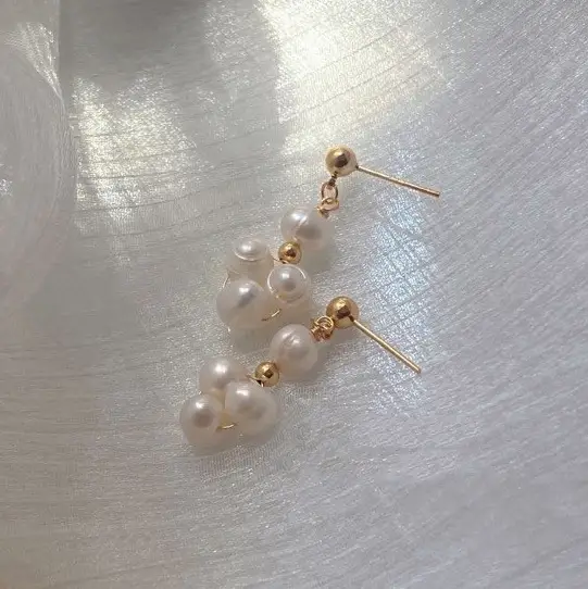 Gold Pearl Drop Earrings for Women - Image 3
