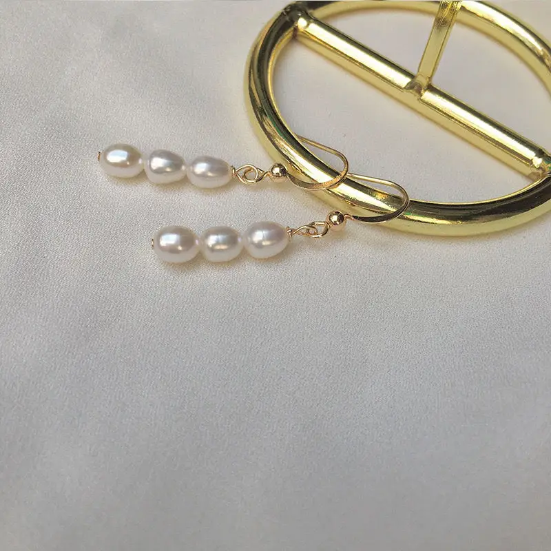 Gold Pearl Drop Earrings for Women - Image 5