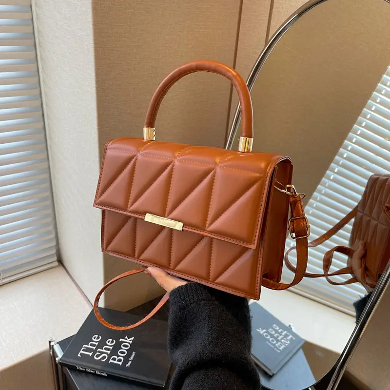 Tan Leather Shoulder Bag for Women 2023 Spring Summer - Image 3