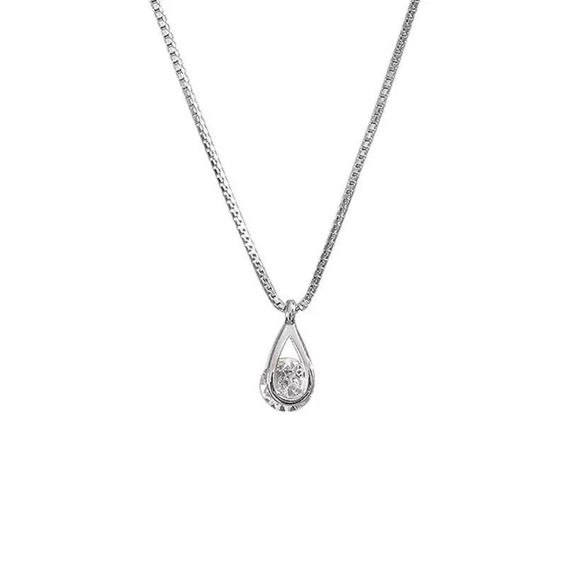 Zircon Water Drop Necklace Women Silver Titanium 2025 Trend - Image 6