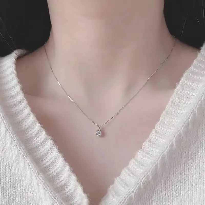 Zircon Water Drop Necklace Women Silver Titanium 2025 Trend — feature 5