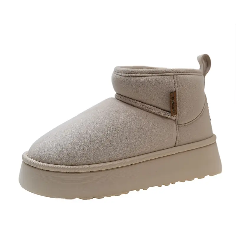 2026 New Model Height-Increasing Warm Short-Tube Thick-Soled Snow Boots for Women, Winter Fleece-Lined and Thickened Leather and Fur Integrated Thick Cotton Shoes - Image 7