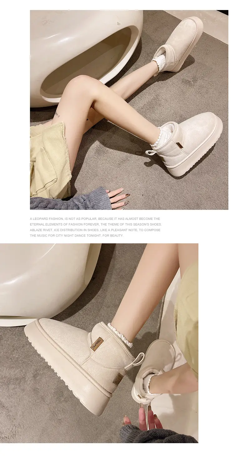 2026 New Model Height-Increasing Warm Short-Tube Thick-Soled Snow Boots for Women, Winter Fleece-Lined and Thickened Leather and Fur Integrated Thick Cotton Shoes — feature 10