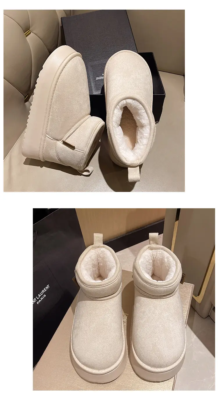 2026 New Model Height-Increasing Warm Short-Tube Thick-Soled Snow Boots for Women, Winter Fleece-Lined and Thickened Leather and Fur Integrated Thick Cotton Shoes — feature 13