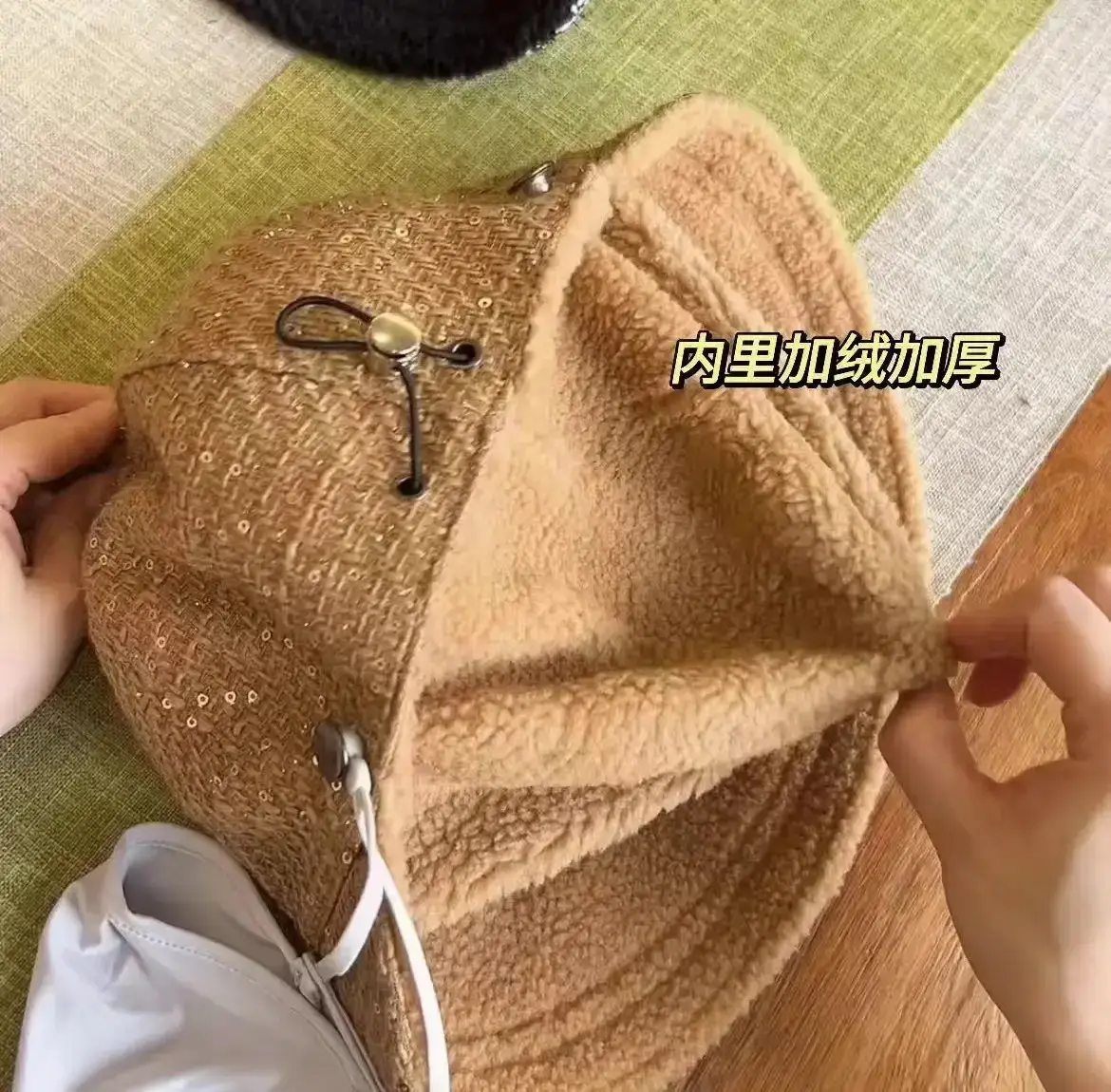 Women's Sequined Fisherman Hat Winter Face Cover