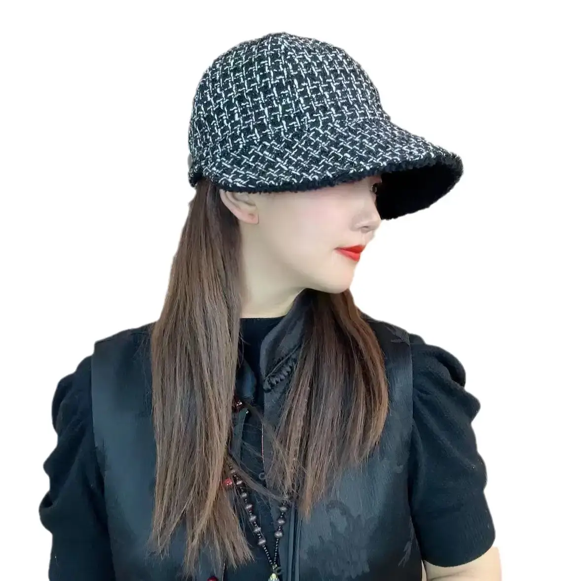 Women's Sequined Fisherman Hat Winter Face Cover
