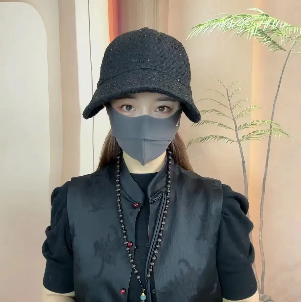 Women's Sequined Fisherman Hat Winter Face Cover — feature 13