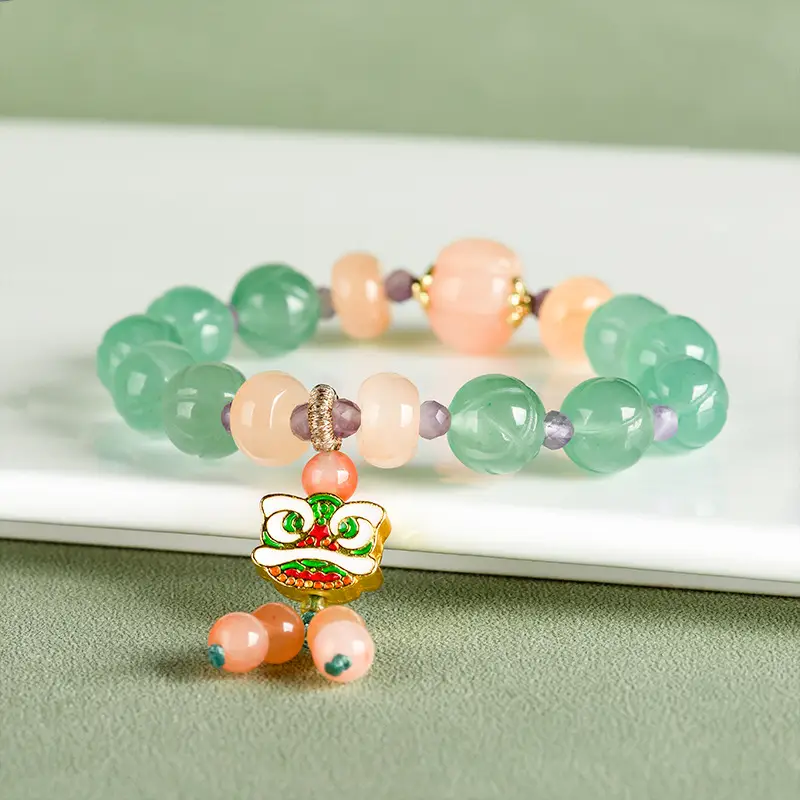 Natural Xinjiang Golden Silk Jade Dongling Jade Lotus Bracelet - Image 3