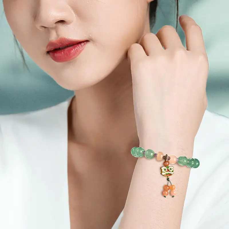 Natural Xinjiang Golden Silk Jade Dongling Jade Lotus Bracelet - Image 4