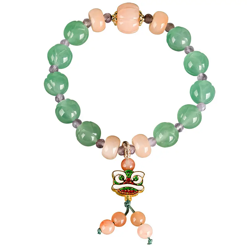 Natural Xinjiang Golden Silk Jade Dongling Jade Lotus Bracelet - Image 5