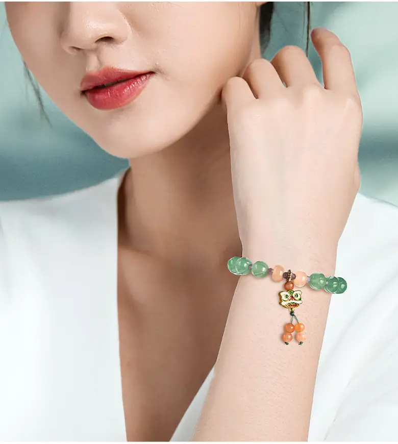 Natural Xinjiang Golden Silk Jade Dongling Jade Lotus Bracelet — feature 8