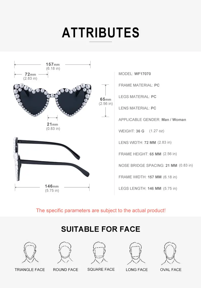 Heart Pearl Sunglasses for Women Big Name Street Photography Dance Party — feature 28