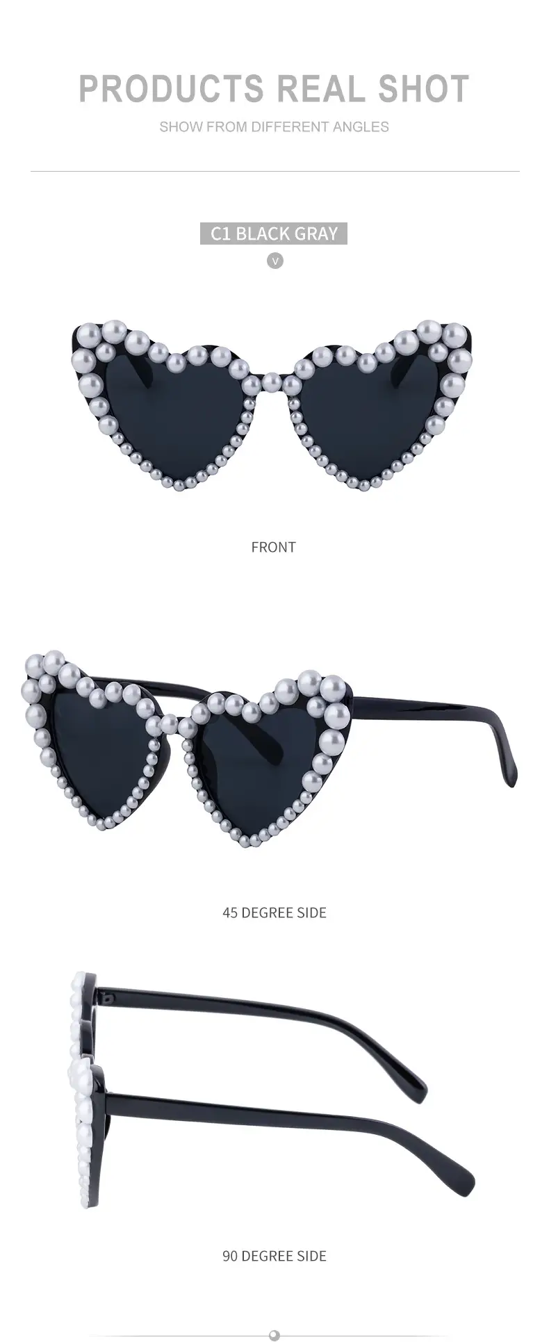 Heart Pearl Sunglasses for Women Big Name Street Photography Dance Party — feature 30