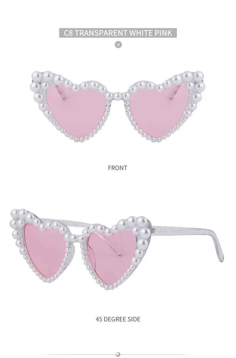 Heart Pearl Sunglasses for Women Big Name Street Photography Dance Party — feature 31