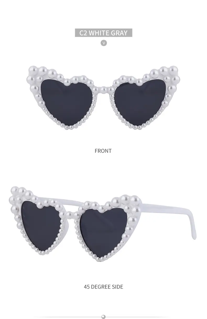 Heart Pearl Sunglasses for Women Big Name Street Photography Dance Party — feature 32