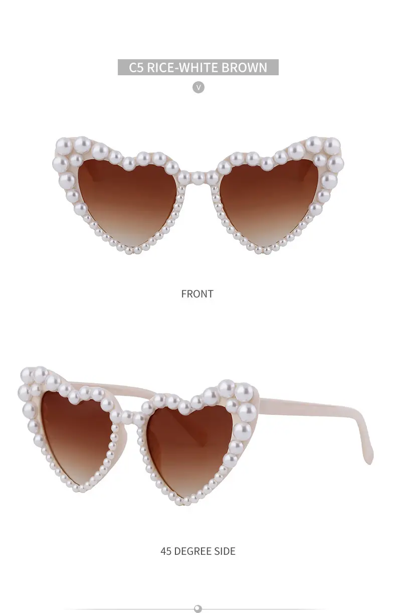 Heart Pearl Sunglasses for Women Big Name Street Photography Dance Party — feature 33