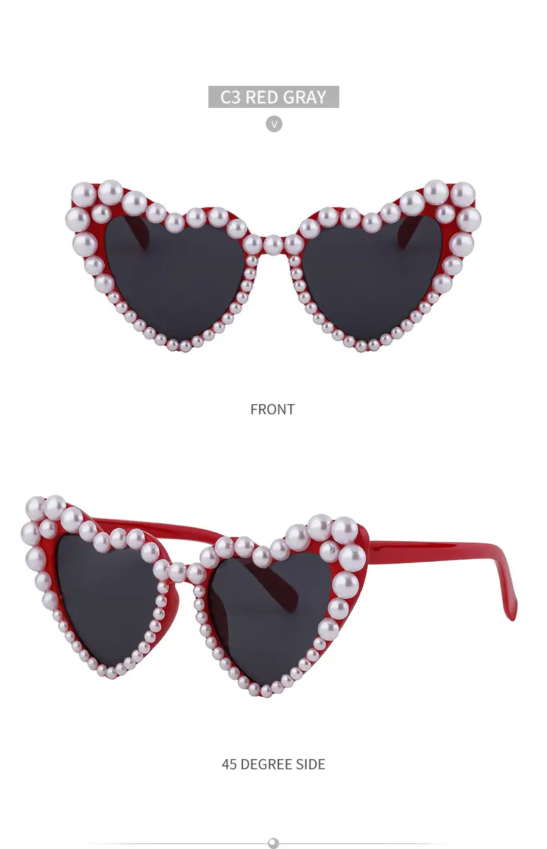 Heart Pearl Sunglasses for Women Big Name Street Photography Dance Party — feature 34