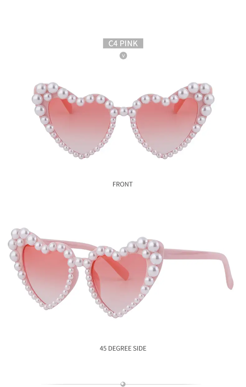 Heart Pearl Sunglasses for Women Big Name Street Photography Dance Party — feature 35