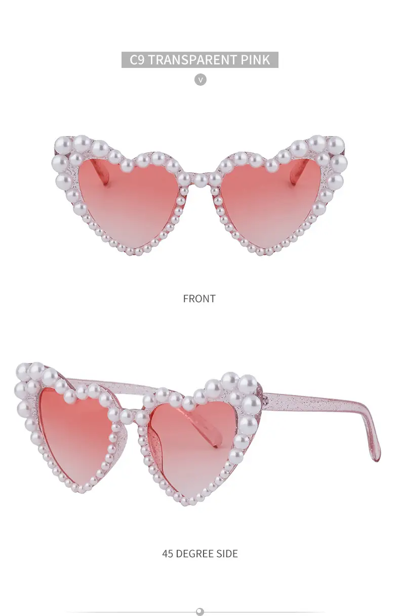 Heart Pearl Sunglasses for Women Big Name Street Photography Dance Party — feature 36
