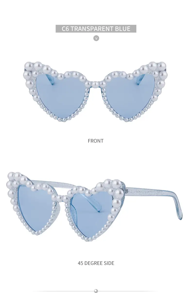 Heart Pearl Sunglasses for Women Big Name Street Photography Dance Party — feature 37