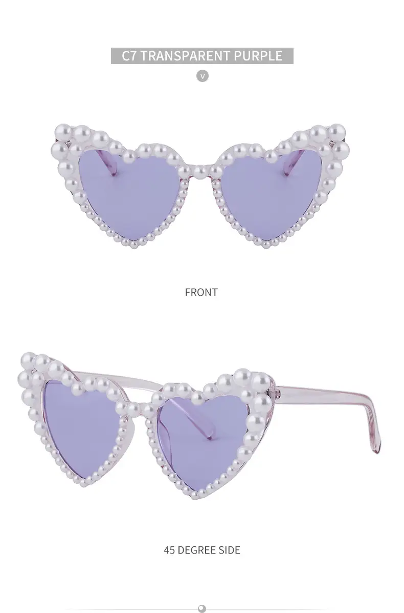 Heart Pearl Sunglasses for Women Big Name Street Photography Dance Party — feature 38