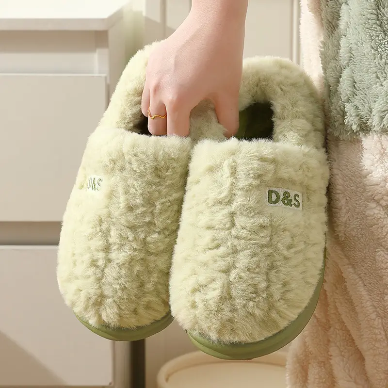 Cotton slippers women's autumn and winter bag heel home indoor home thick bottom non-slip warm furry confinement slippers winter wholesale