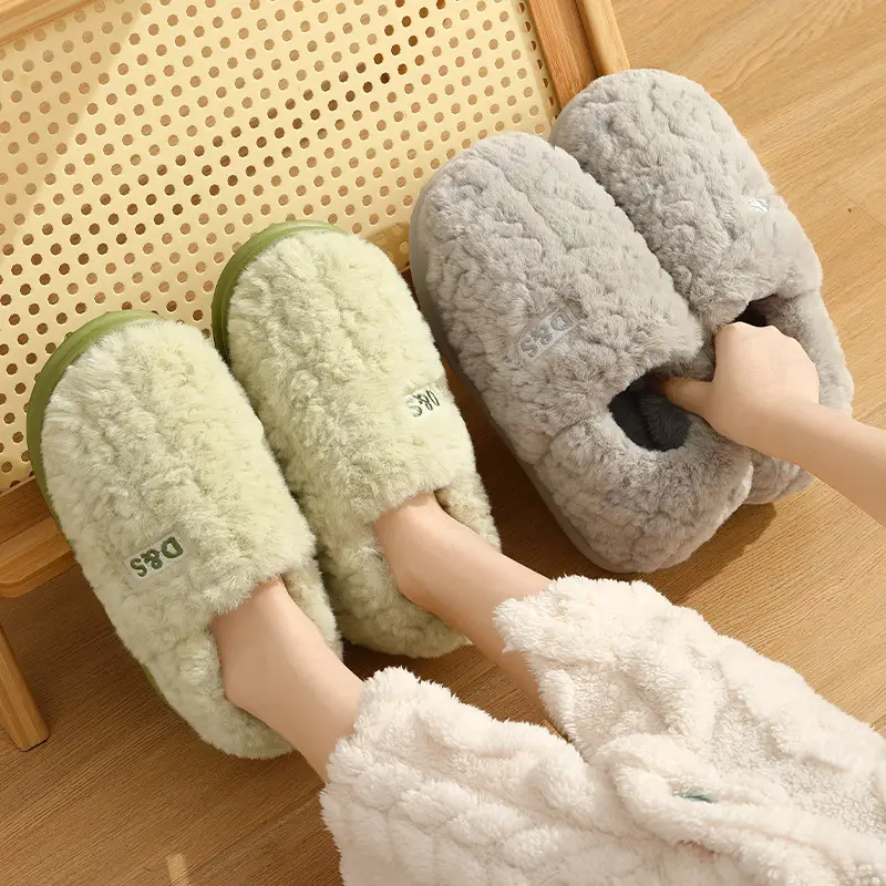 Cotton slippers women's autumn and winter bag heel home indoor home thick bottom non-slip warm furry confinement slippers winter wholesale