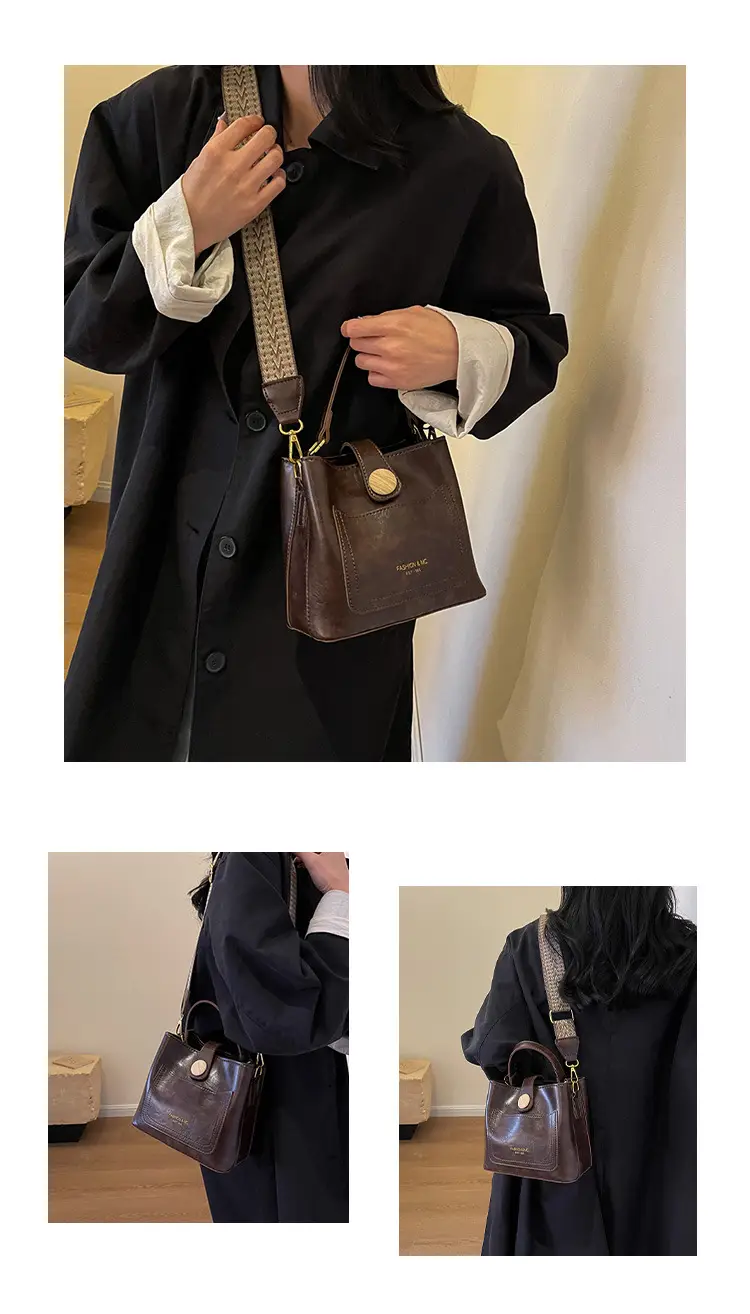Women's Brown Leather Shoulder Bag with Gold Plated Handle — feature 18