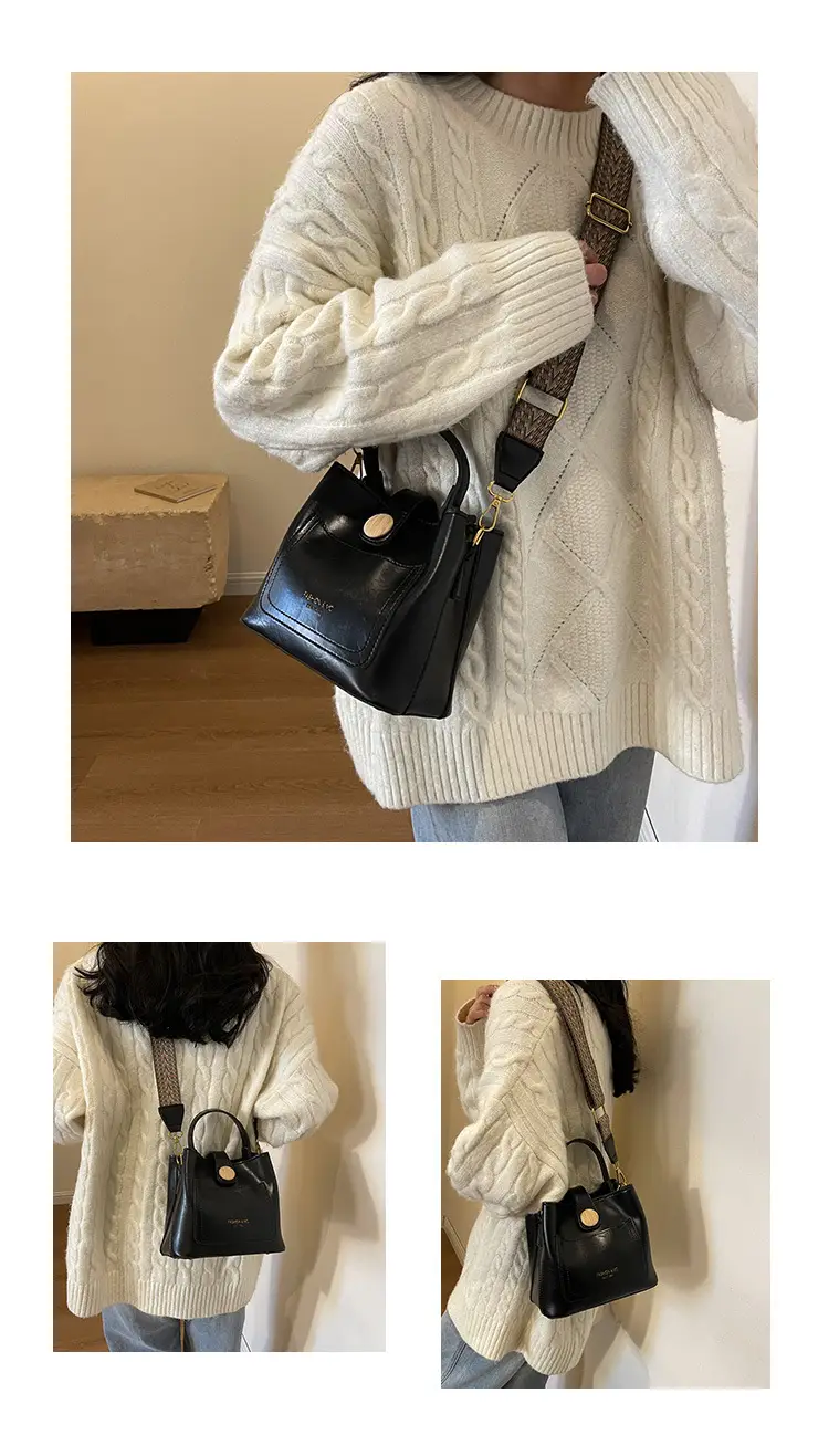 Women's Brown Leather Shoulder Bag with Gold Plated Handle — feature 19