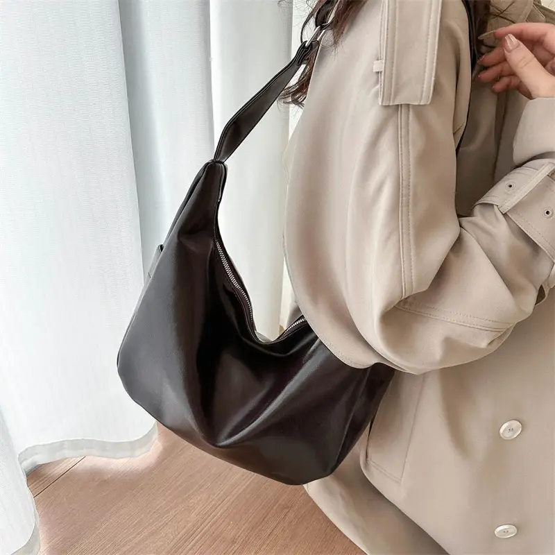 Brown Leather Shoulder Messenger Bag Large Capacity - Image 8