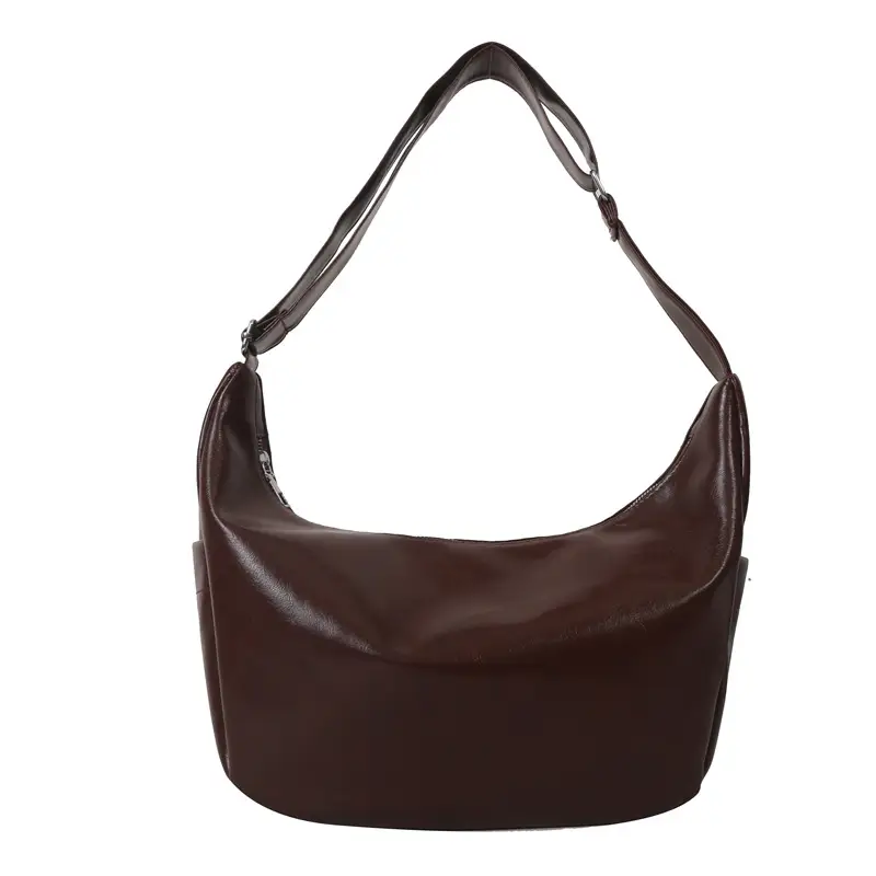 Brown Leather Shoulder Messenger Bag Large Capacity - Image 9